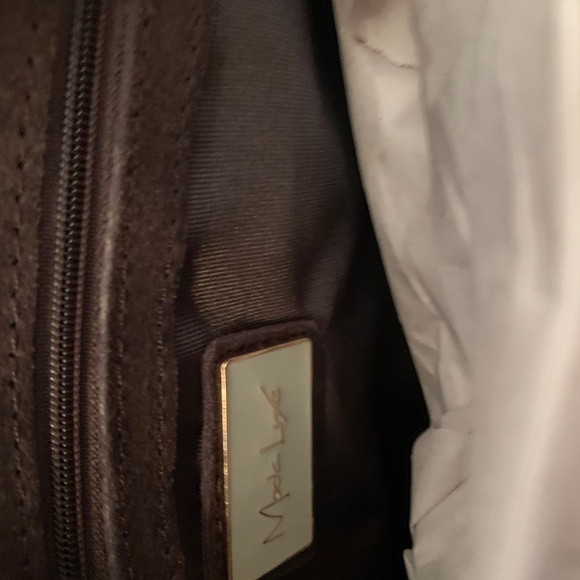 NEW Moda Luxe Maple Suede Hobo handbag leather chocolate NWT - Picture 7 of 9